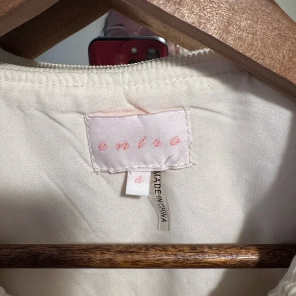 entro Cream Quilted Jacket with Brown Trim - Picture 4 of 7